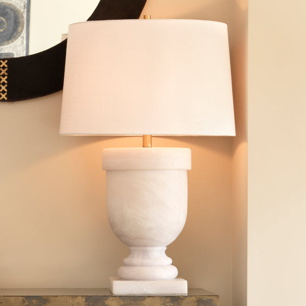 Carnegie Resin Table Lamp with Linen Shade