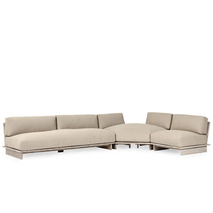 Livia Teak Outdoor Sectional in Soft Taupe