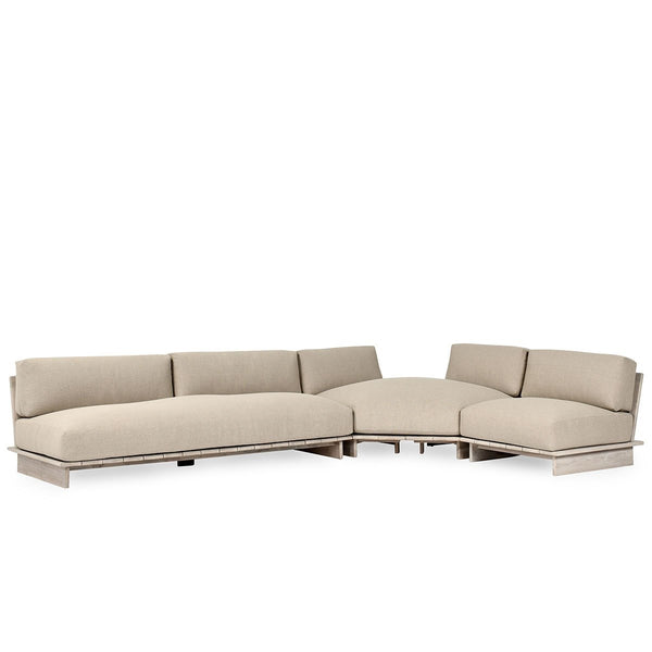 Livia Teak Outdoor Sectional in Soft Taupe