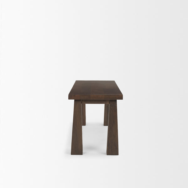 Wolcott Rectangular Dark Brown Solid Wood Bench