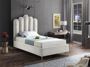 Anita Twin Bed In Cream Velvet