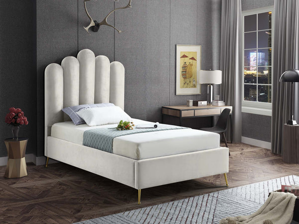 Anita Twin Bed In Cream Velvet