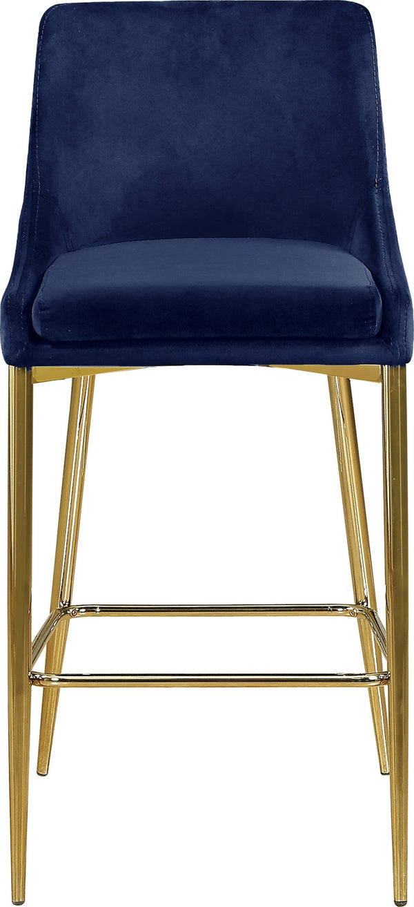 Lynette Stool In Navy Velvet and Gold