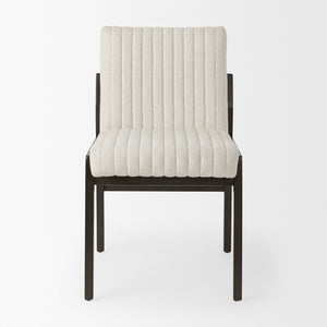 Tahoe Cream Upholstered and Black-Brown Wood Armless Dining Chair