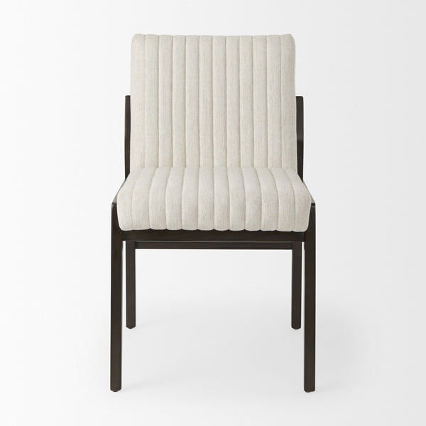 Tahoe Cream Upholstered and Black-Brown Wood Armless Dining Chair