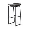 Givens 30.25" Seat Height Black Wood Seat Black Metal Base Stool
