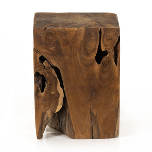 Teak Square Stool In Teak Root