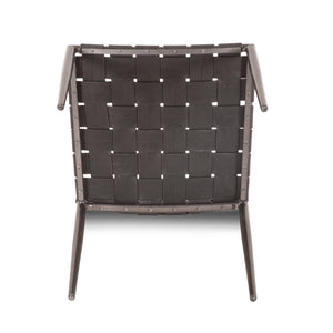 Copenhagen 18" Buffalo Leather and Iron Dining Chair, Black