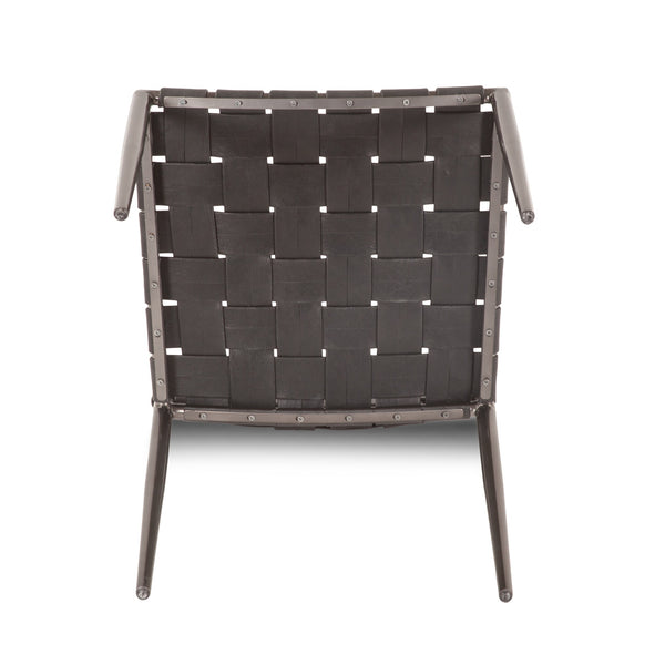 Copenhagen 18" Buffalo Leather and Iron Dining Chair, Black
