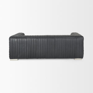 Ricciardo Black Leather Wrapped Three Seater Sofa 82.5L x 38.5W x 26.5H