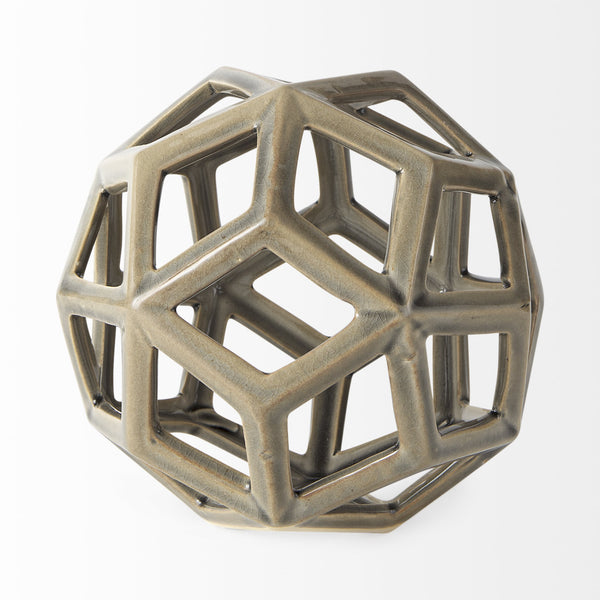Geom 7.1L x 7.1W x 7.1H Tan Ceramic Geometric Object