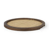 Silas Cane and Medium Brown Wood Round Tray