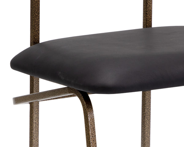 GIBBONS DINING CHAIR - ANTIQUE BRASS - CHARCOAL BLACK LEATHER