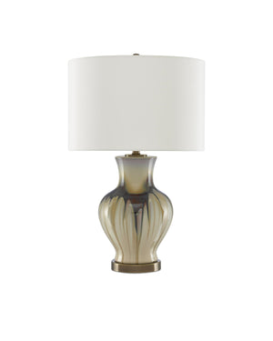 Muscadine Table Lamp In Cream & Brown & Antique Brass