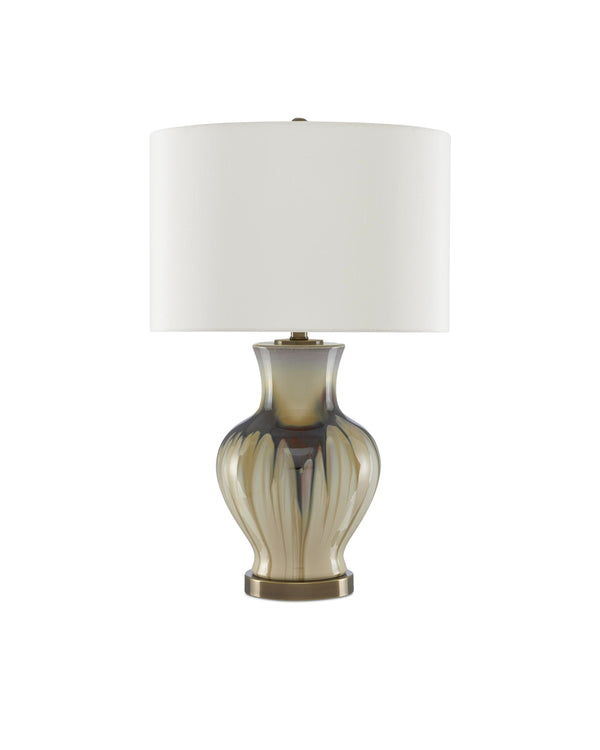 Muscadine Table Lamp In Cream & Brown & Antique Brass