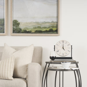 Clapp Round Light Brown W/ White Wash Wood and Silver Metal Nesting Accent Tables (Set of 2)