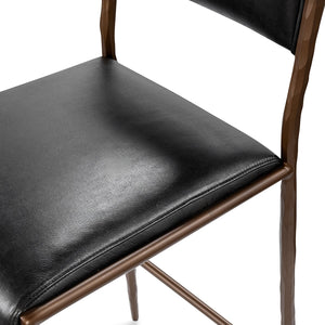Kayne Leather Counter Stool - Black Hammered Metal Frame