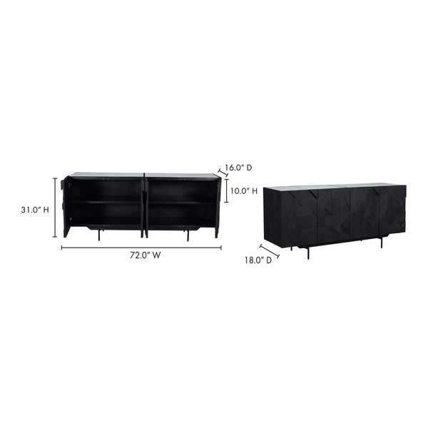 Moe's Kattan Sideboard Black with Marble Top