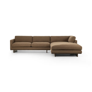 Everly 2-Piece Sectional In Antwerp Cafe And Terra Brown Parawood