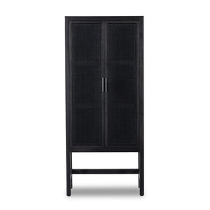 Caprice Narrow Cabinet - Black Natural Cane