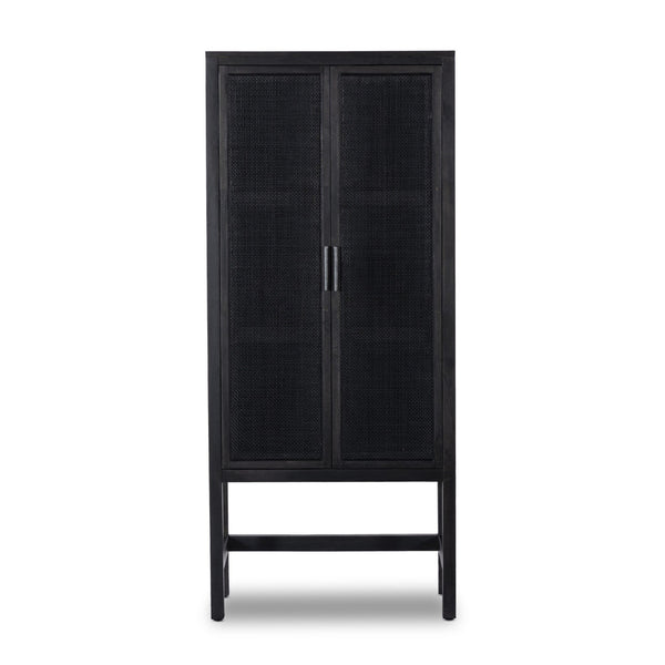 Caprice Narrow Cabinet - Black Natural Cane
