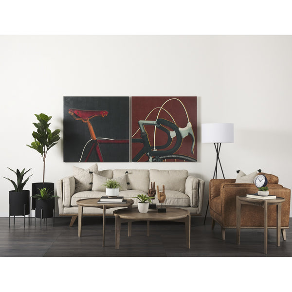 Brooks 41.7L x 34.8W x 33.5H Cognac Brown Faux Leather Chair W/ Medium Brown Wooden Legs
