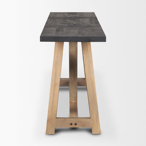Rialto Two-Toned Black and Brown Wood Angular Leg Console Table