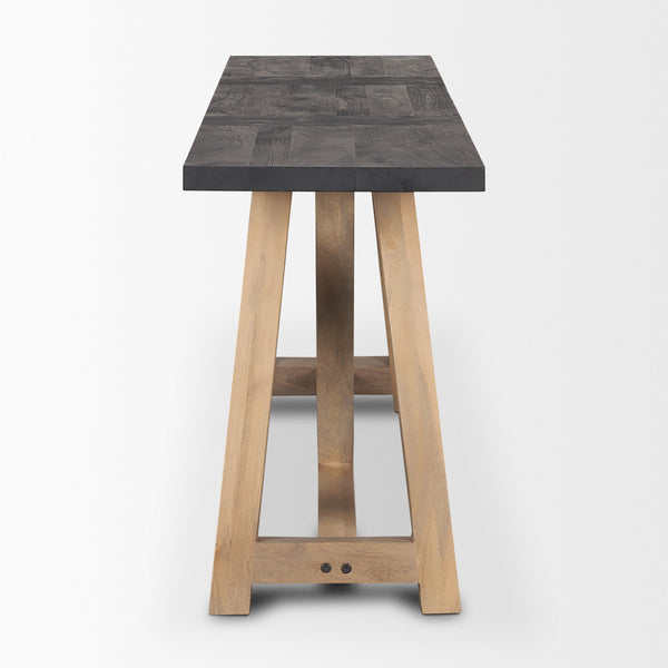 Rialto Two-Toned Black and Brown Wood Angular Leg Console Table