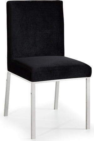Sammy Dining Chair In Black Velvet and Chrome