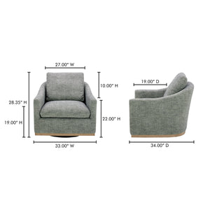 Moe's Linden Swivel Chair in Slated Moss
