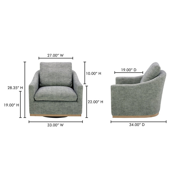 Moe's Linden Swivel Chair in Slated Moss