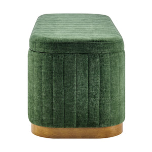 Clinton Chenille Storage Bench, Seneca Green 