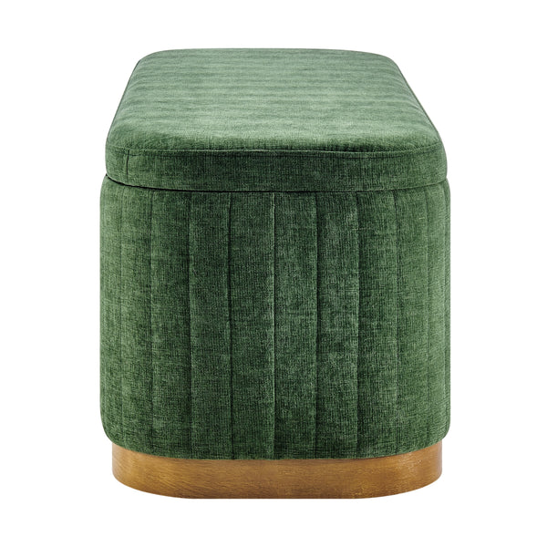 Clinton Chenille Storage Bench, Seneca Green 