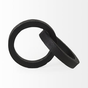 Rafiki Two Blackened Hammered Finish Metal Conjoined Circles