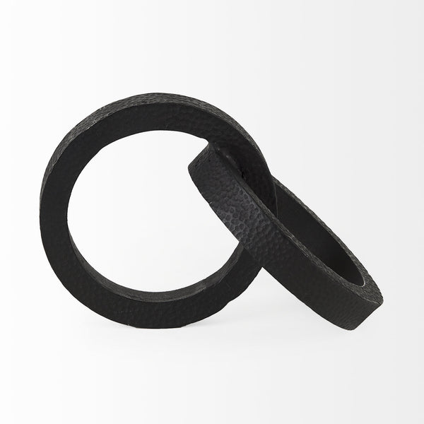 Rafiki Two Blackened Hammered Finish Metal Conjoined Circles