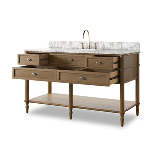 Toulouse Single Wide Vanity - Washed Blonde Oak Veneer