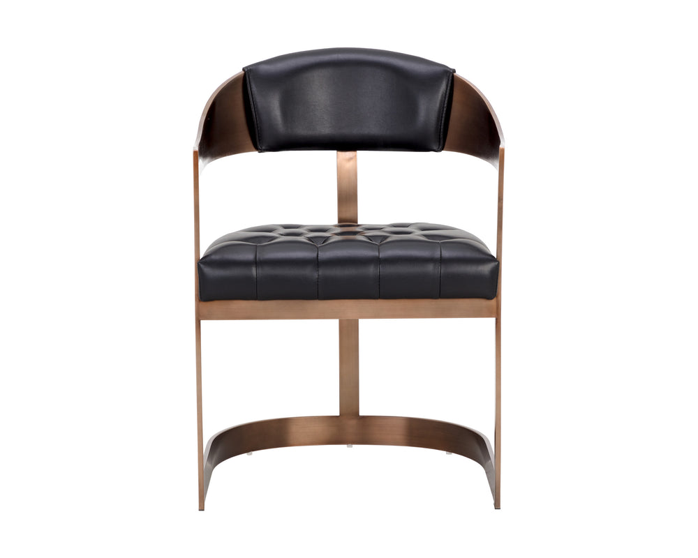 BEAUMONT DINING ARMCHAIR - ANTIQUE BRASS - CANTINA BLACK