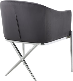 Doris Dining Chair In Grey Velvet and Chrome