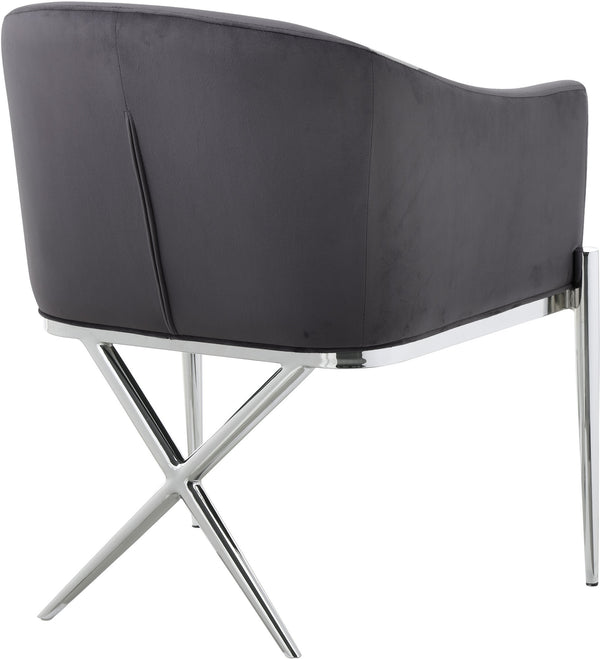 Doris Dining Chair In Grey Velvet and Chrome