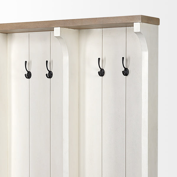 Fairview IV 61L x 17W White And Brown Wood With Storage Hall Tree