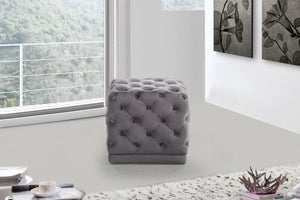 Robyn Ottoman/Stool In Grey Velvet