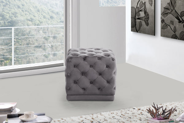 Robyn Ottoman/Stool In Grey Velvet