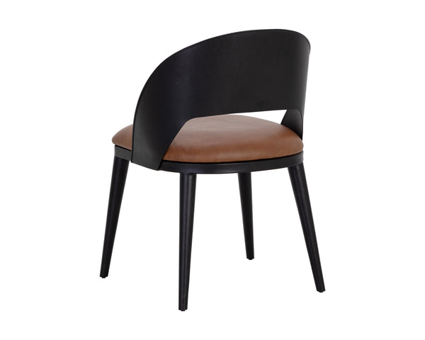 DEZIRAE DINING CHAIR - BLACK - COGNAC LEATHER