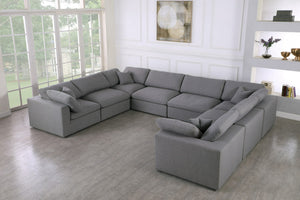 Carmen Cloud Modular Sectional In Grey Linen Fabric