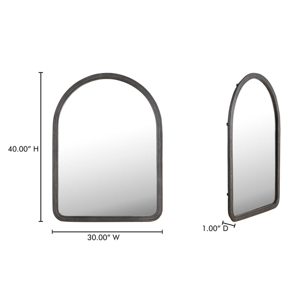 Granger Mirror Black with Channeled Detail
