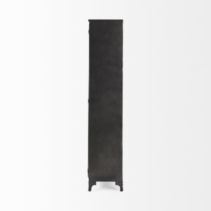 Poppy II 73.8" H Black Metal With Glass Door Display Cabinet