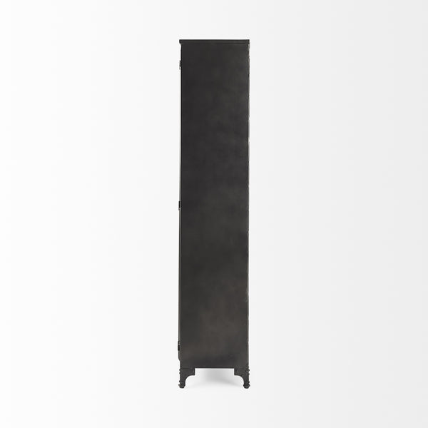 Poppy II 73.8" H Black Metal With Glass Door Display Cabinet