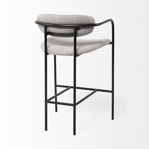 Parker Gray Fabric Seat Black Metal Counter Stool