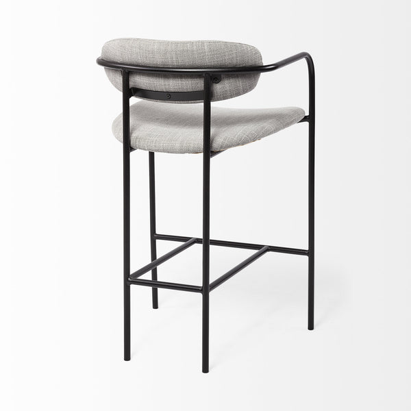 Parker Gray Fabric Seat Black Metal Counter Stool