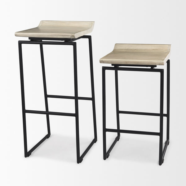 Givens 14.0L x 15.8W x 25.8H Natural Wood W/Black Metal Counter Stool